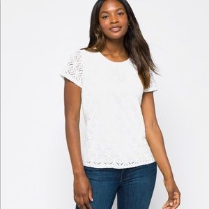 Hans Crochet Front Mixed Material Top